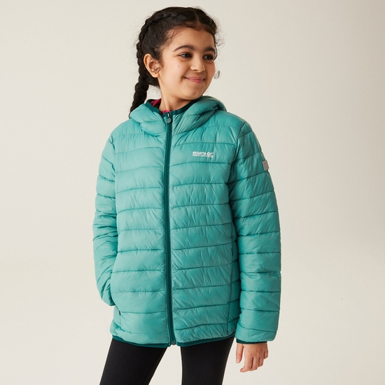 Kids' Hooded Marizion Padded Jacket Dusty Green Deep Pink