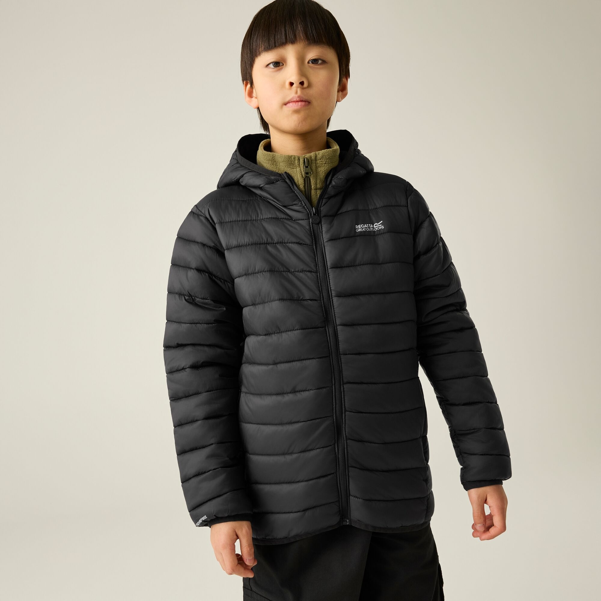 Regatta Unisex Jet Black Hooded Marizion Padded Jacket In | : Size 3-4 Years - Image 2