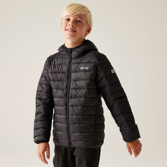 Kids' Hooded Marizion Baffled Jacket Black