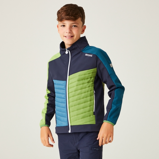 Kids' Brynden Baffled Jacket Navy Piquant Green Moroccan Blue