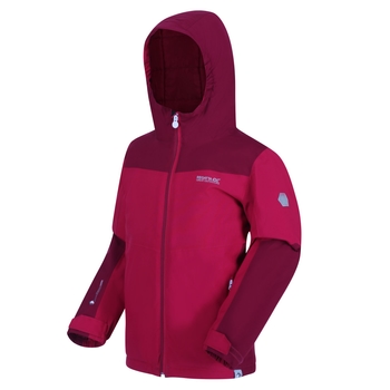 Kids' Highton Waterproof Insulated Padded Hooded Walking Jacket Dark Cerise Beetroot