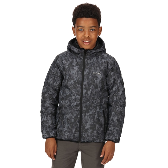 Kids' Volcanics VI Waterproof Jacket Dark Grey Print