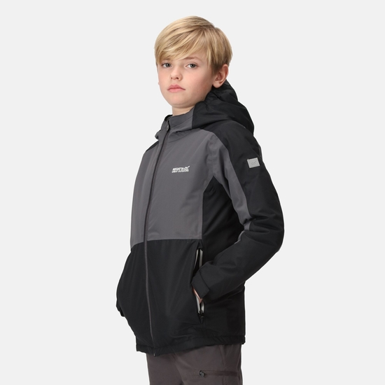 Kids' Beamz III Waterproof Jacket Black Seal Grey