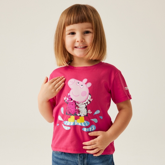 Peppa Wutz bedrucktes T-Shirt mit kurzen Ärmeln Rosa