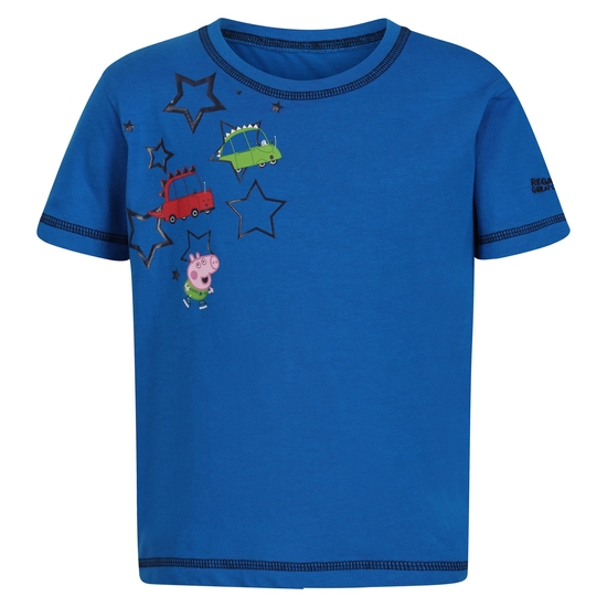 Peppa Wutz bedrucktes T-Shirt mit kurzen Ärmeln Blau