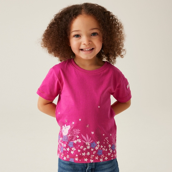 Peppa Wutz bedrucktes T-Shirt mit kurzen Ärmeln Rosa