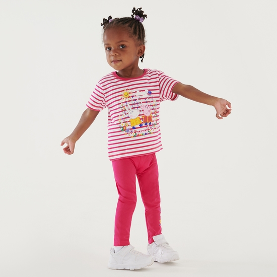 Dziecięca koszulka Peppa Stripe Różowy