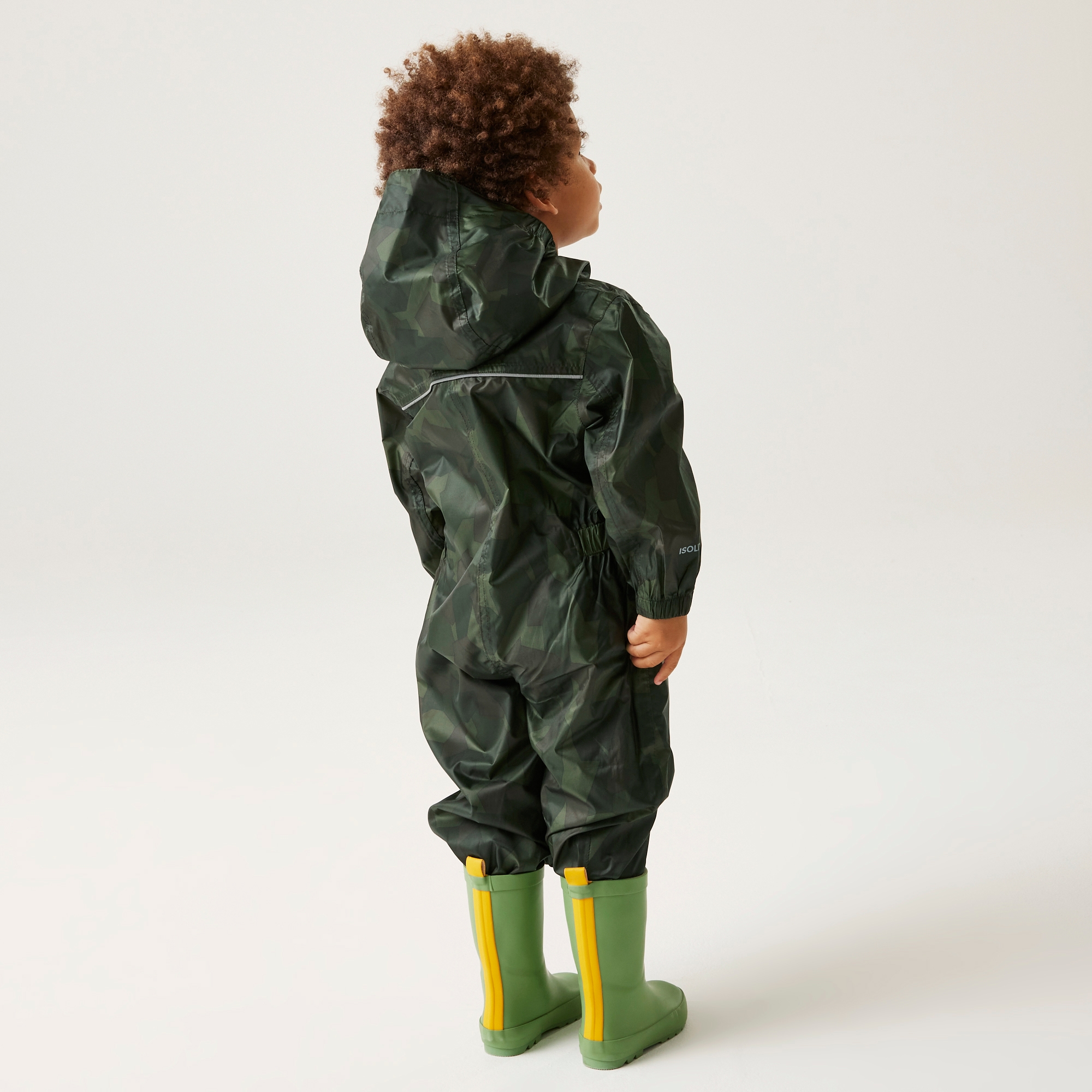 Regatta Kids Lightweight Puddle IV Waterproof Puddle Suit Cypress Green Camoflauge, Size: 12-18 Months