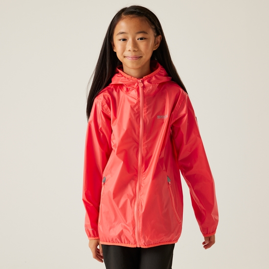 Lever II leichte, wasserdichte Walkingjacke mit Kapuze für Kinder Rosa