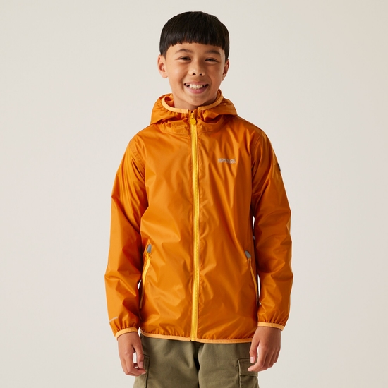 Lever II leichte, wasserdichte Walkingjacke mit Kapuze für Kinder Orange