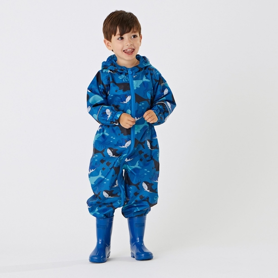 Kids' Pobble Waterproof Puddle Suit Bubbles The Shark��� Hawaiian Blue