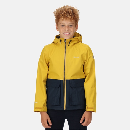 Kids' Hywell Waterproof Jacket Yellow Gold Navy