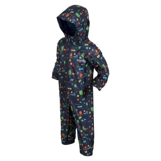 Kids' Waterproof Puddle Suit Tractor Blue