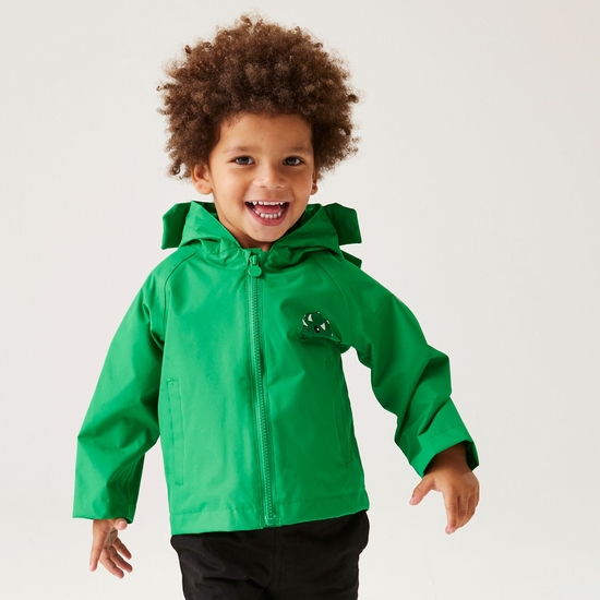 Animal bedruckte, leichte, wasserdichte Jacke für Kinder Grün
