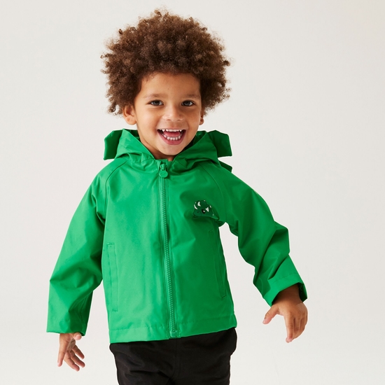 Veste à capuche Junior imperméable et légère avec imprimés animal Vert