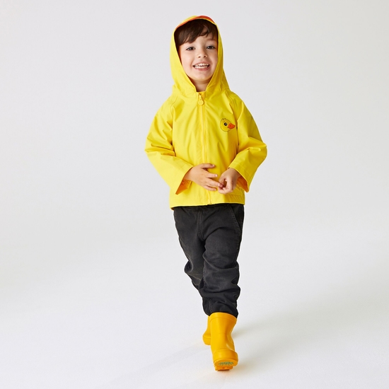 Veste à capuche Junior imperméable et légère avec imprimés animal Jaune