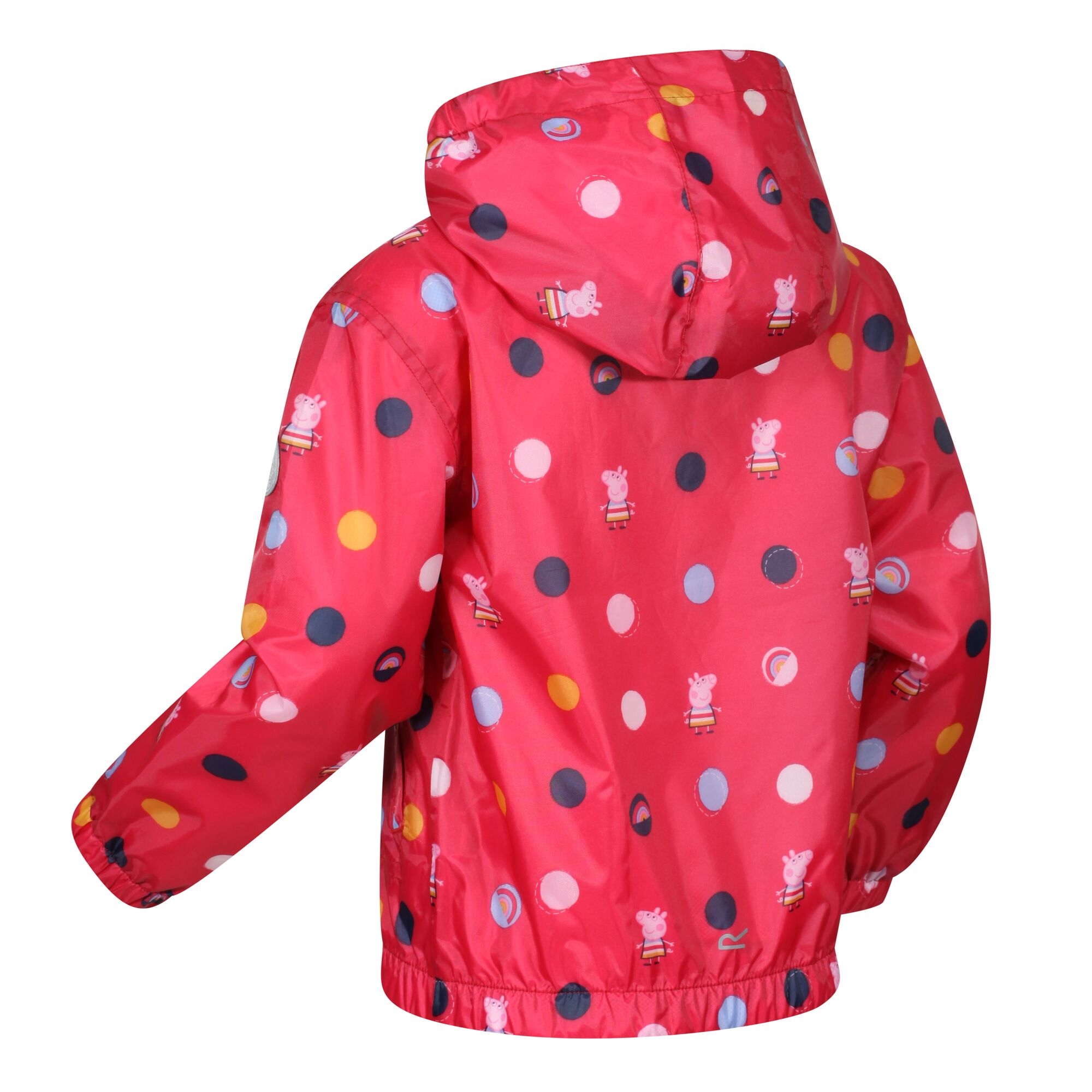 Regatta Kids Water Repellent Peppa Pig Muddy Puddle Waterproof Jacket Bright Blush Polka, Size: 6-12 Months