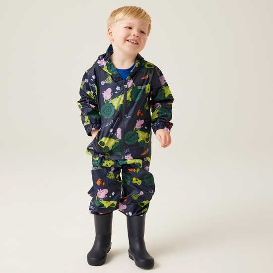 Kids' Peppa Pig Waterproof Pack-It Jacket Navy