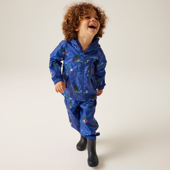 Veste Junior imperméable avec capuche et design Peppa Pig Pack-It Bleu