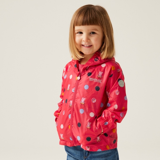 Kids' Peppa Pig Waterproof Pack-It Jacket Bright Blush Polka