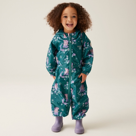 Combinaison Enfant imperméable et réfléchissante avec capuche et design Peppa Pig  Vert