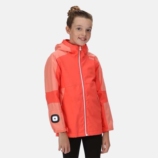 Kids' Rayz Waterproof Jacket Neon Peach Fusion Coral