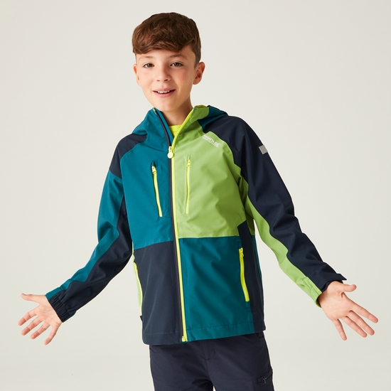 Kids' Highton V Waterproof Jacket  Moroccan Blue Navy Piquant Green