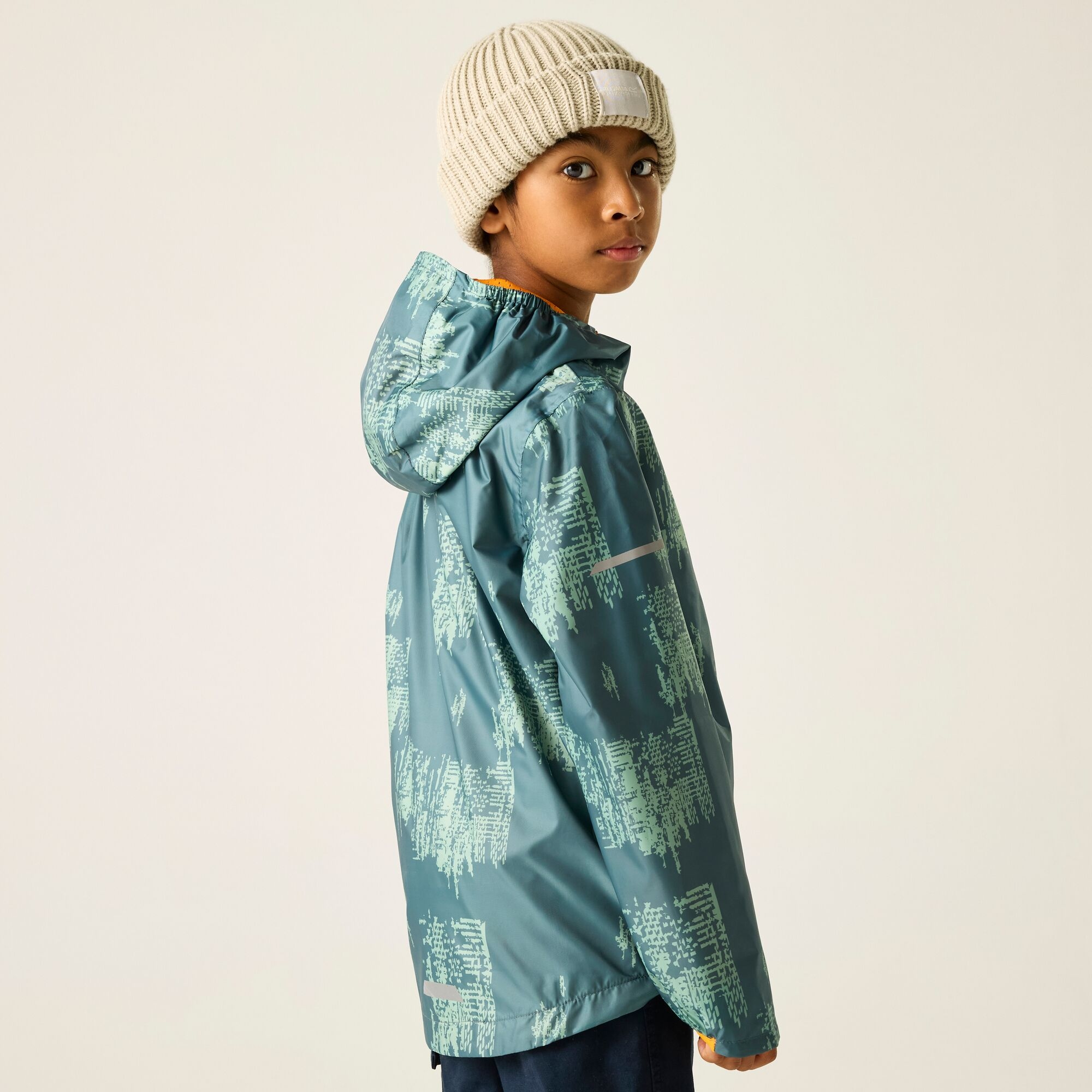 Regatta Kurtka dziecięca przeciwdeszczowa Printed Lever II Lodowy błękit