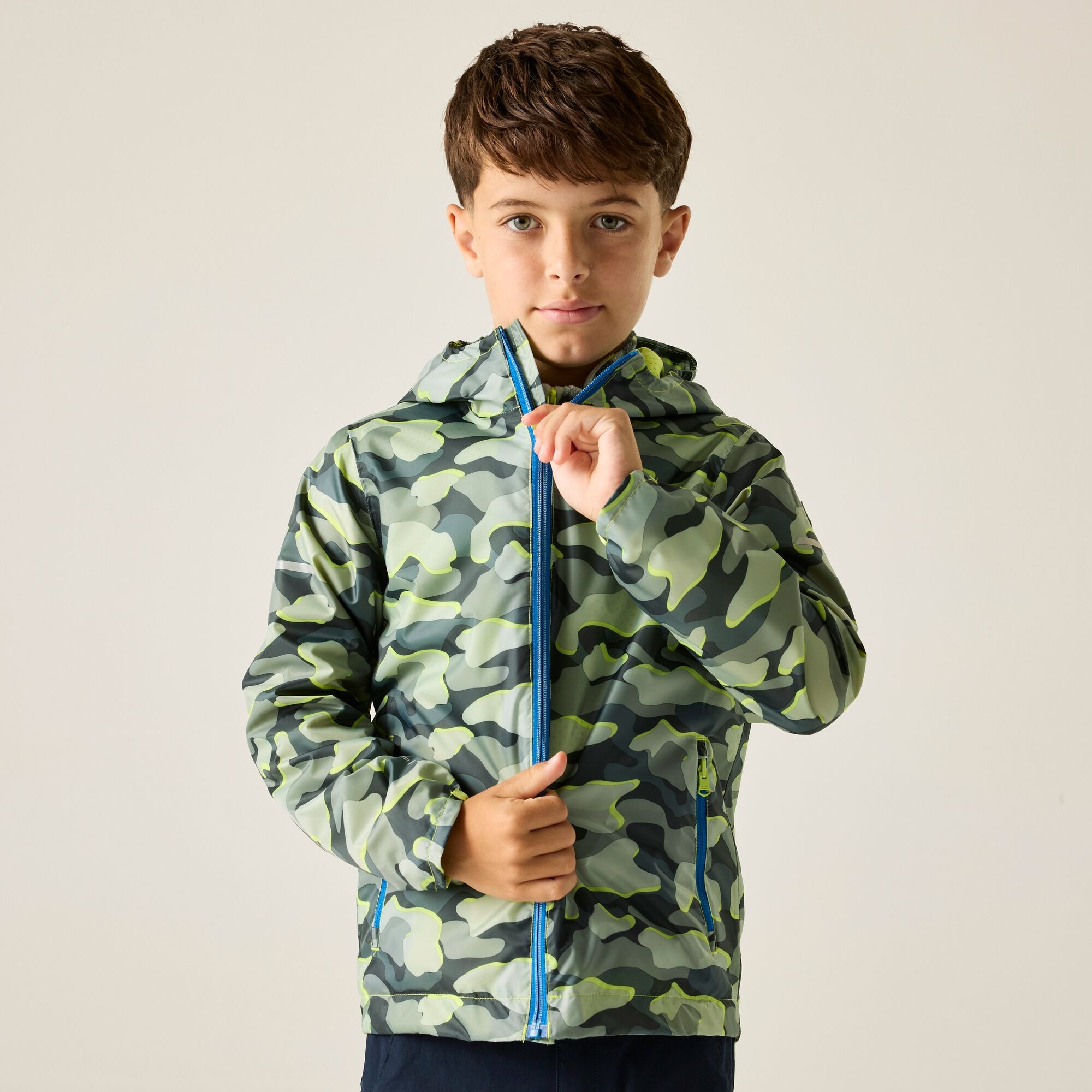 Regatta Kids’ Printed Lever Ii Waterpoof Jacket Size: 14 Years Unisex Kids Grey