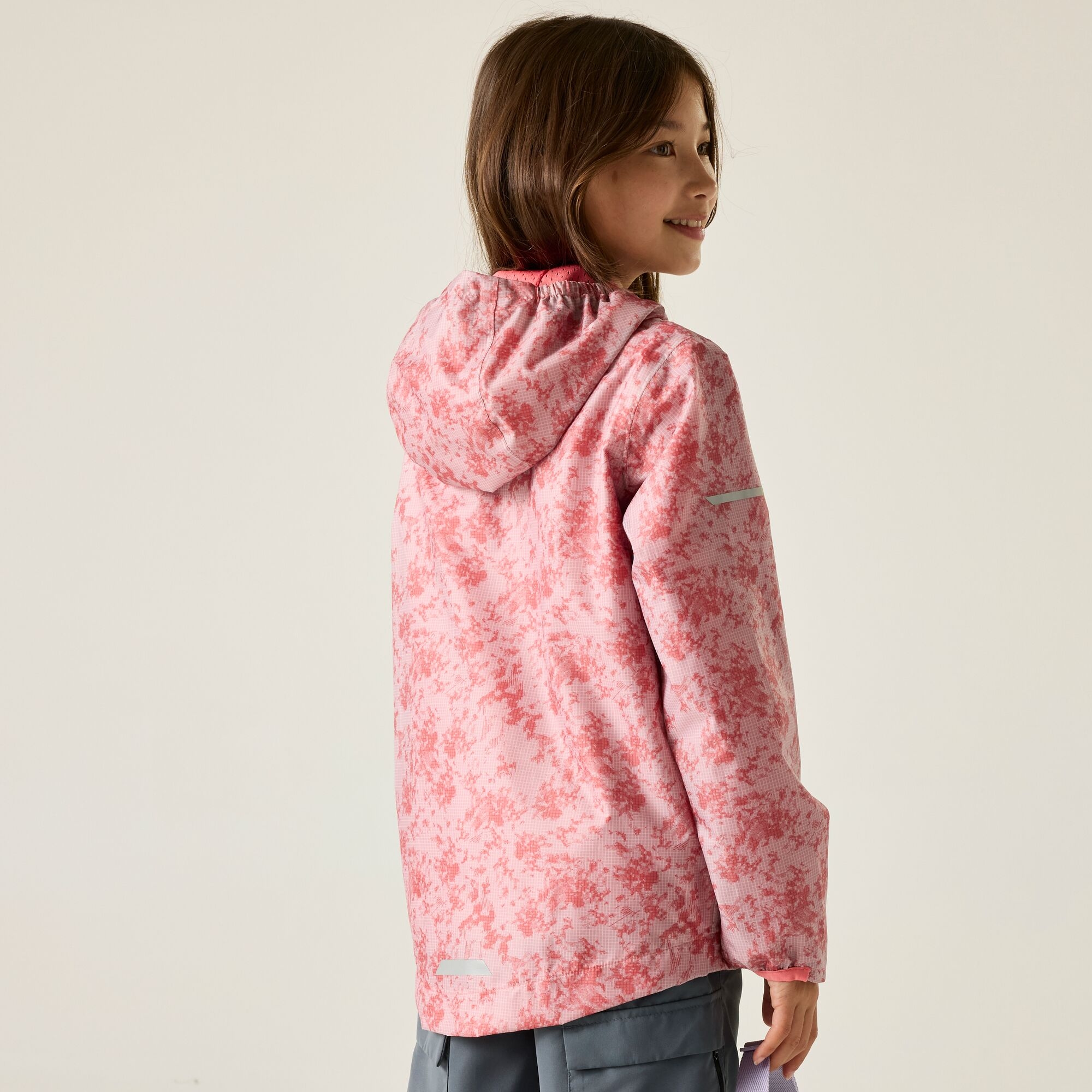 Regatta   Kurtka dziecięca przeciwdeszczowa Printed Lever II Różowy