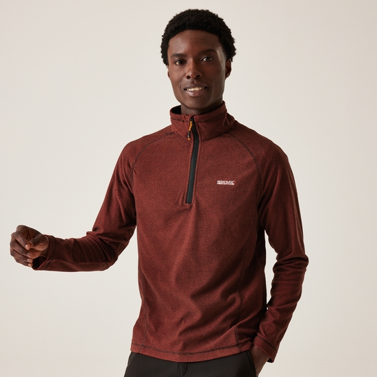 Men's Montes Lightweight Half Zip Fleece Red Ochre Black