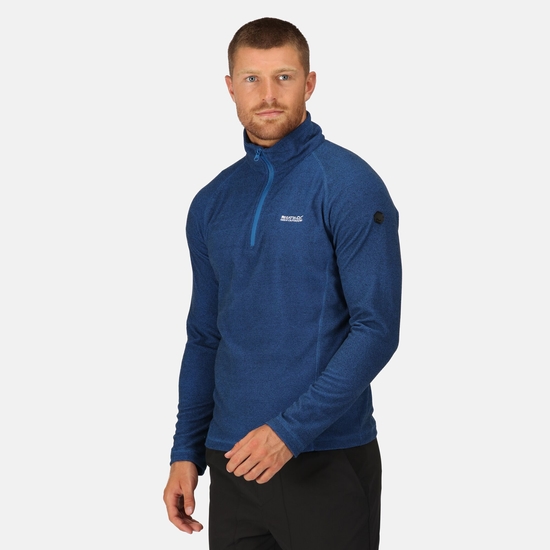 Montes Mini Stripe leichtes Fleece-Sweatshirt mit halblangem Reißverschluss für Herren Blau
