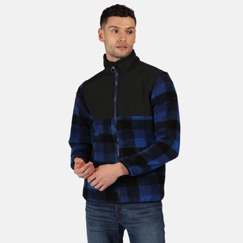 Men's Cadao Full Zip Heavyweight Fleece Bright Royal Check Black