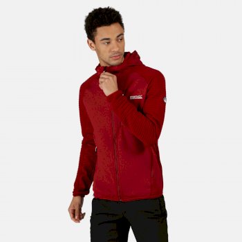 Men's Woodford Full Zip Hooded Ribbed Walking Fleece Delhi Red