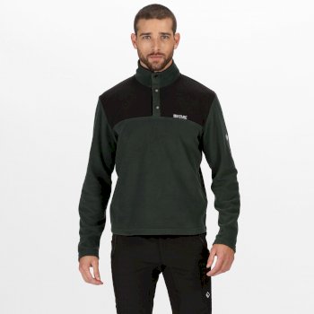 Men's Melrow Button Neck Fleece Deep Forest Black