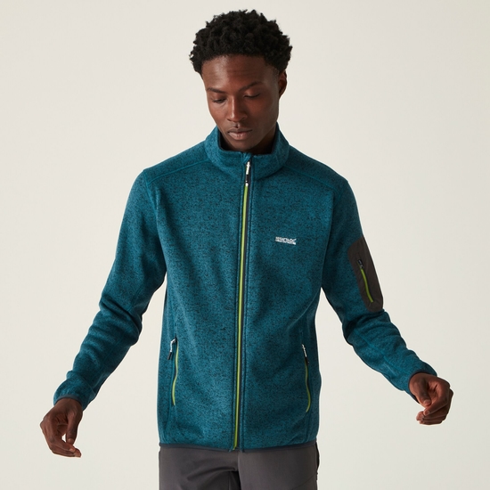 Men's Newhill Full Zip Fleece Moroccan Blue Piquant Green Navy