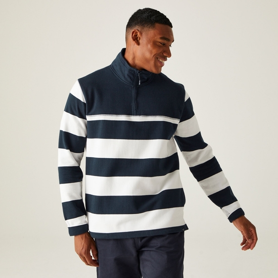 Men's Agilno Half Zip Sweatshirt Navy White Stripe