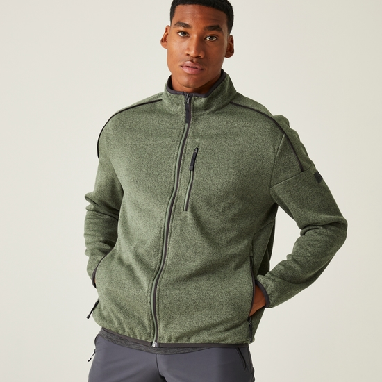 Men's Kames Full Zip Fleece Agave Green Marl Black