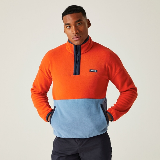 Men's Callide Half Zip Fleece Rusty Orange Coronet Blue