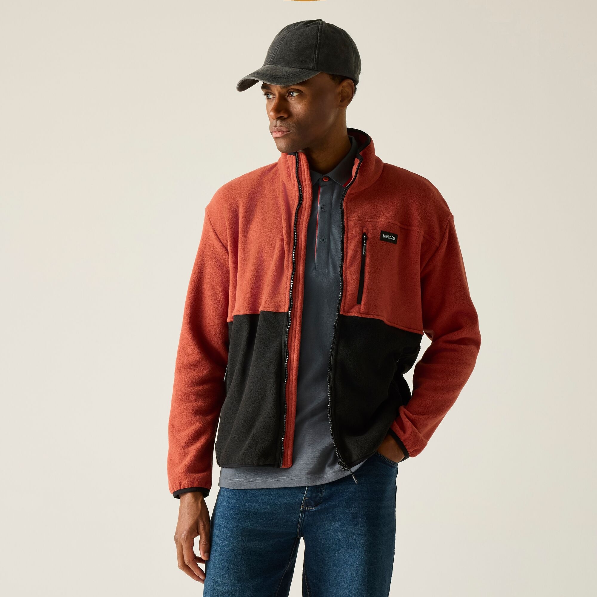 Regatta Polar męski rozsuwany Frankie Colour Block Czerwony