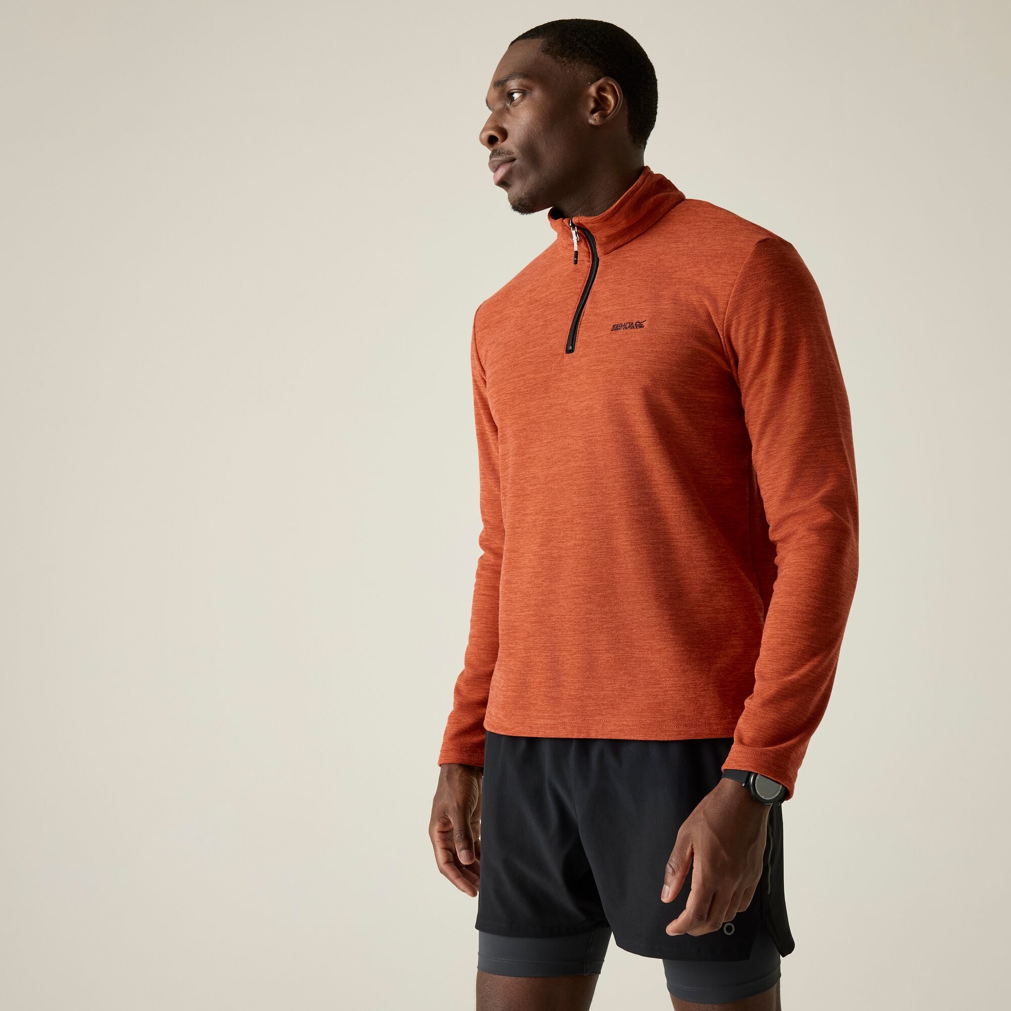 Regatta   Polar męski z suwakiem 1/2 Thompson Marl Pomarańczowy