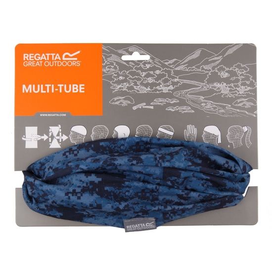 Tour de cou stretch extensible avec masque imprimé Multitube  Bleu