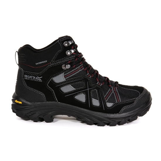 Men's Burrell II Waterproof Walking Boots Black Granite 