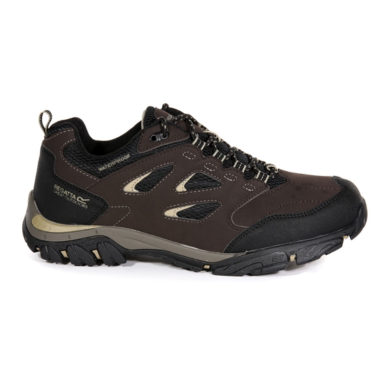 Men's Holcombe Waterproof Low Walking Shoes Peat Gold Fawn 
