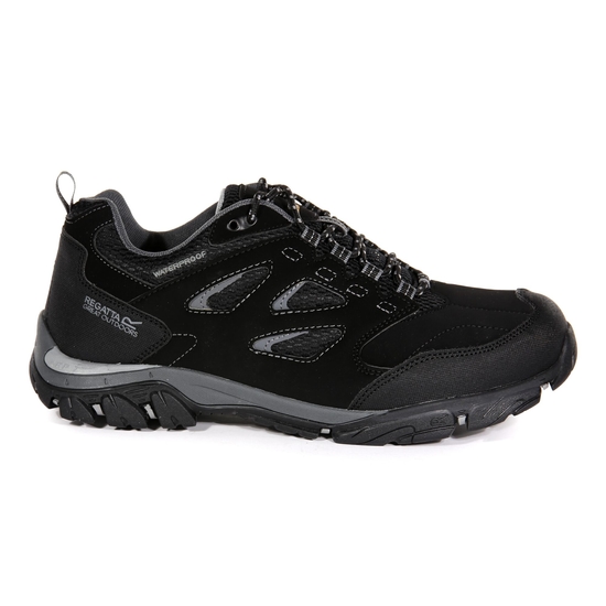 Men's Holcombe Waterproof Low Walking Shoes Black Granite