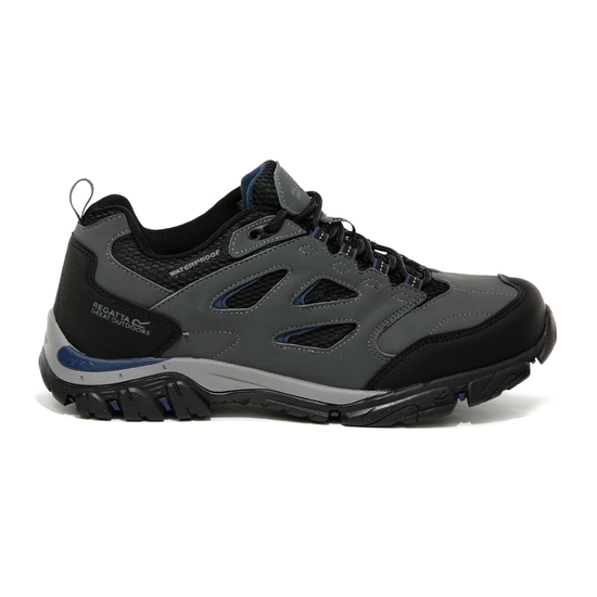 Men's Holcombe Waterproof Low Walking Shoes Granite Dark Denim 