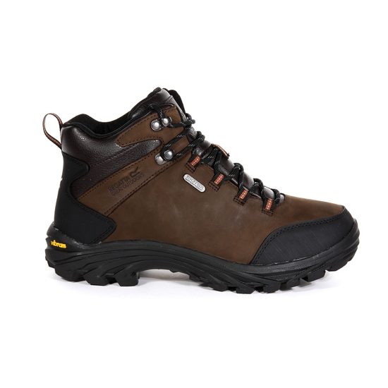 Men's Burrell Leather Waterproof Walking Boots Peat 
