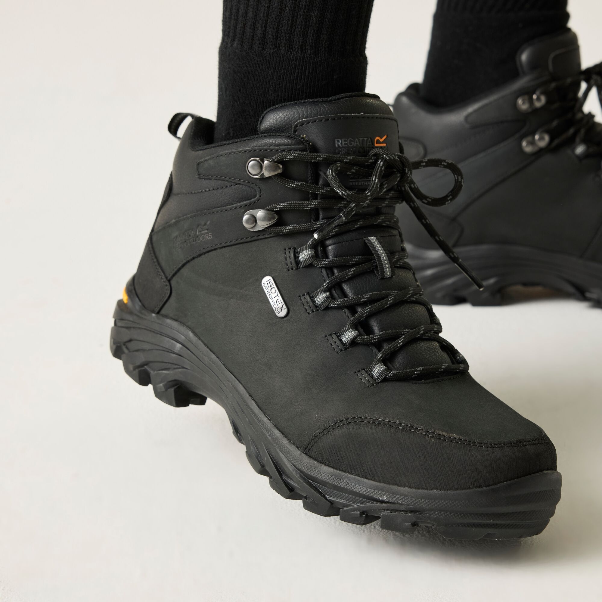 Regatta   Buty męskie trekkingowe skórzane z membraną Burrell Vibram Czarny