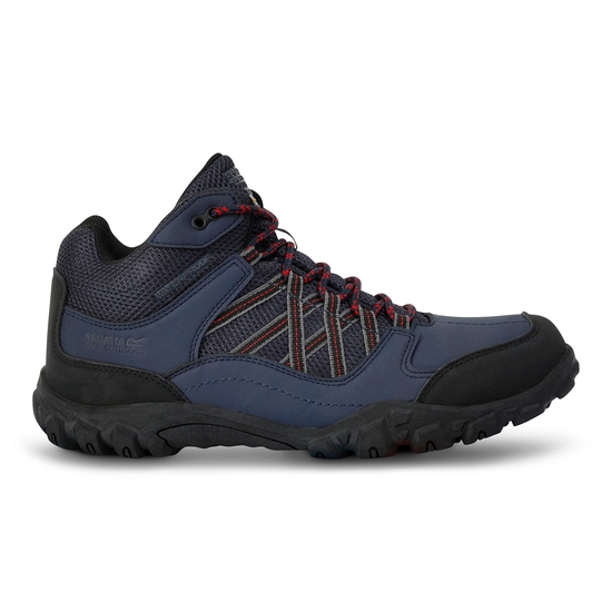 Men's Edgepoint Waterproof Mid Walking Boots Navy Rio Red