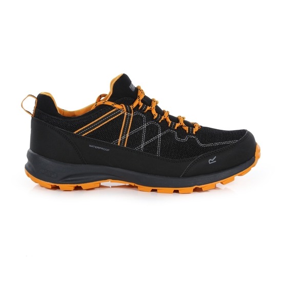 Men's Samaris Lite Waterproof Low Walking Shoes Black Flame Orange